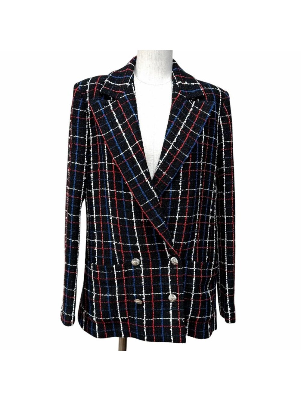 Chanel CC Logo Buttoned Double Breasted Tweed Jacket Multi 38